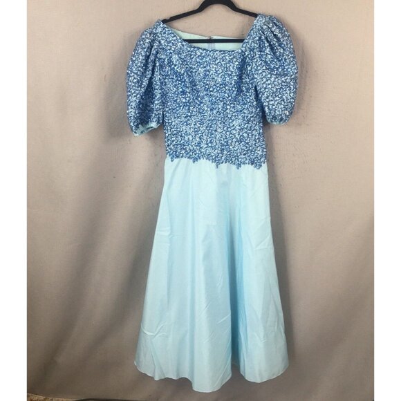 Vtg MIKE BENET Formals Dress S Embellished Long Evening Ball Gown Prom Pageant - Picture 1 of 16